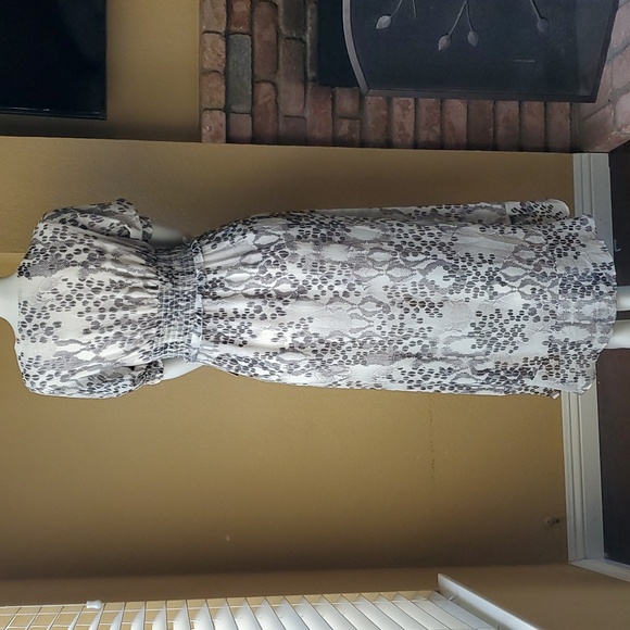 🆕️ EXPRESS Animal Print Asymmetrical High-Low Ruffle Midi Dress SIZE: S - Picture 7 of 12